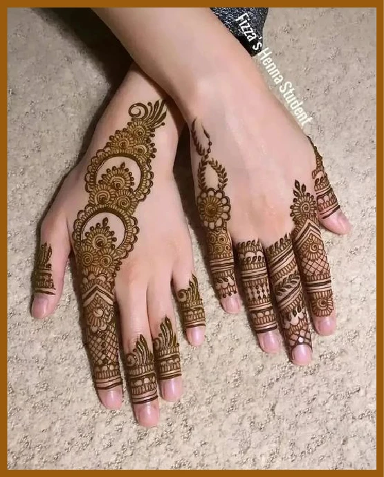 Aesthetic Back Hand Mehndi With Half And Half Look